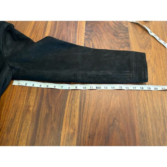 AllSaints Men’s Black Forter Tab Collar Leather Long Sleeve Jacket Size Medium - Picture 5 of 8